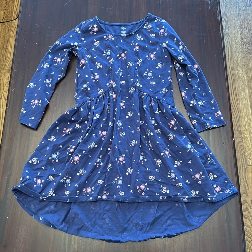 Tea Collection blue floral print long sleeve dress size 10